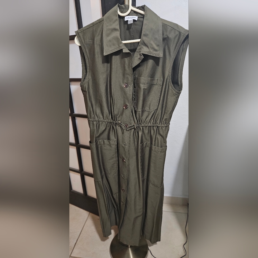 Calvin Klein Olive Green Maxi Dress